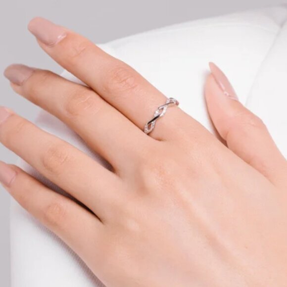 Sterling Silver Eternal Weave Diamond CZ Accent Ring - Picture 2 of 2